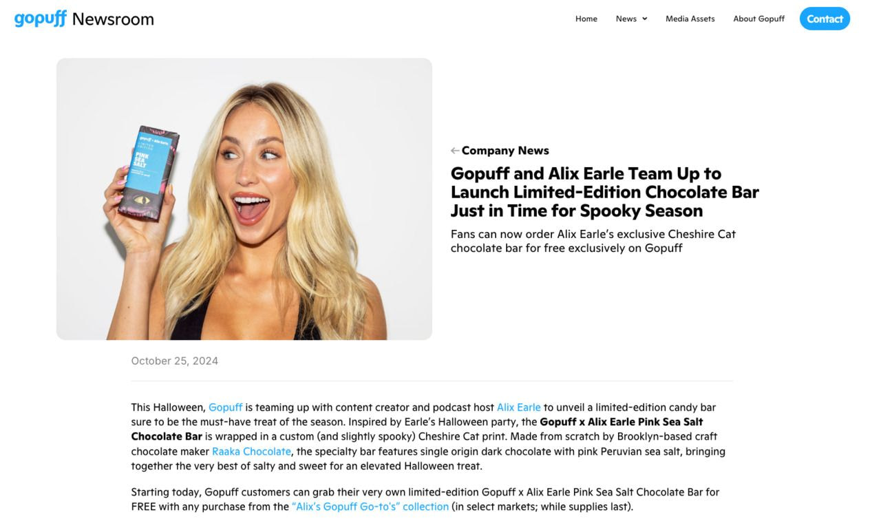 Screenshot of a landing page