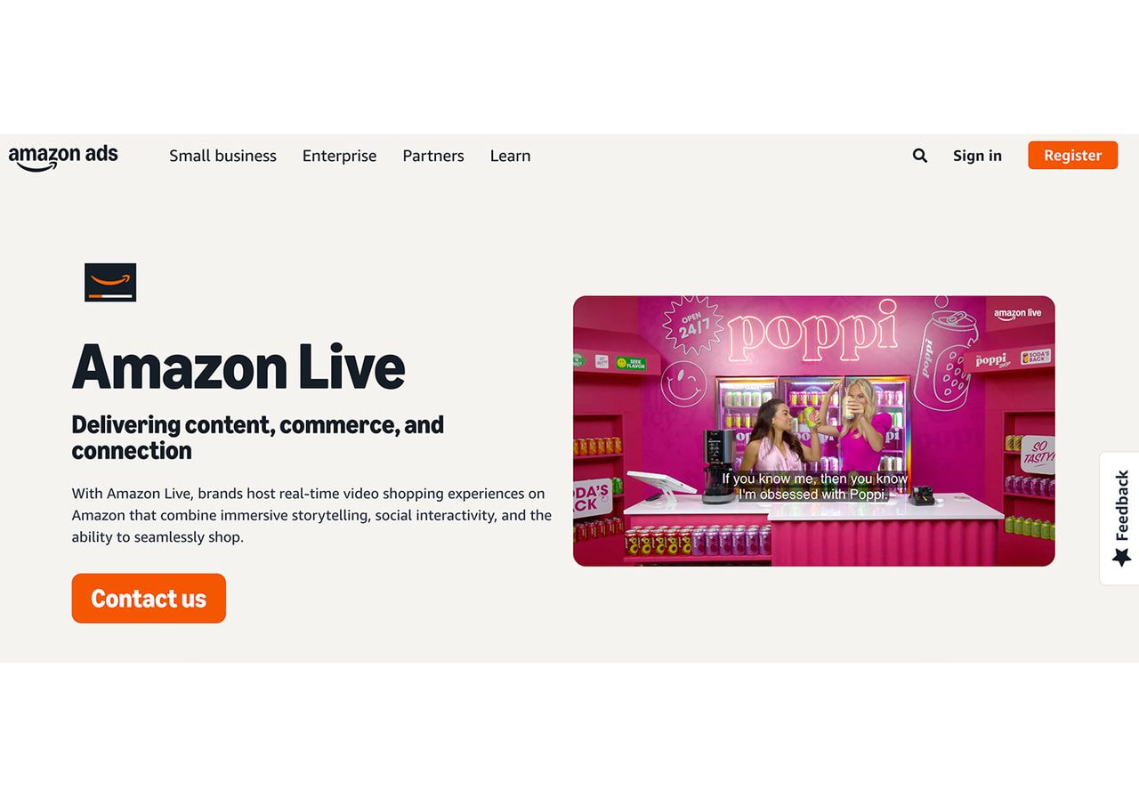 Amazon live landing page.