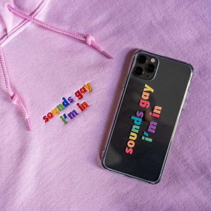 Gay Pride Apparel Kapuzenpullover mit gesticktem Text