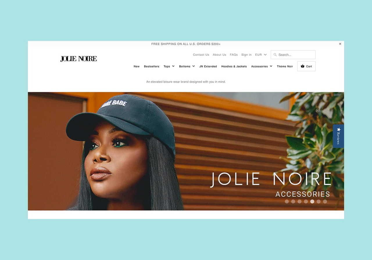 Jolie Noire homepage screenshot mockup.