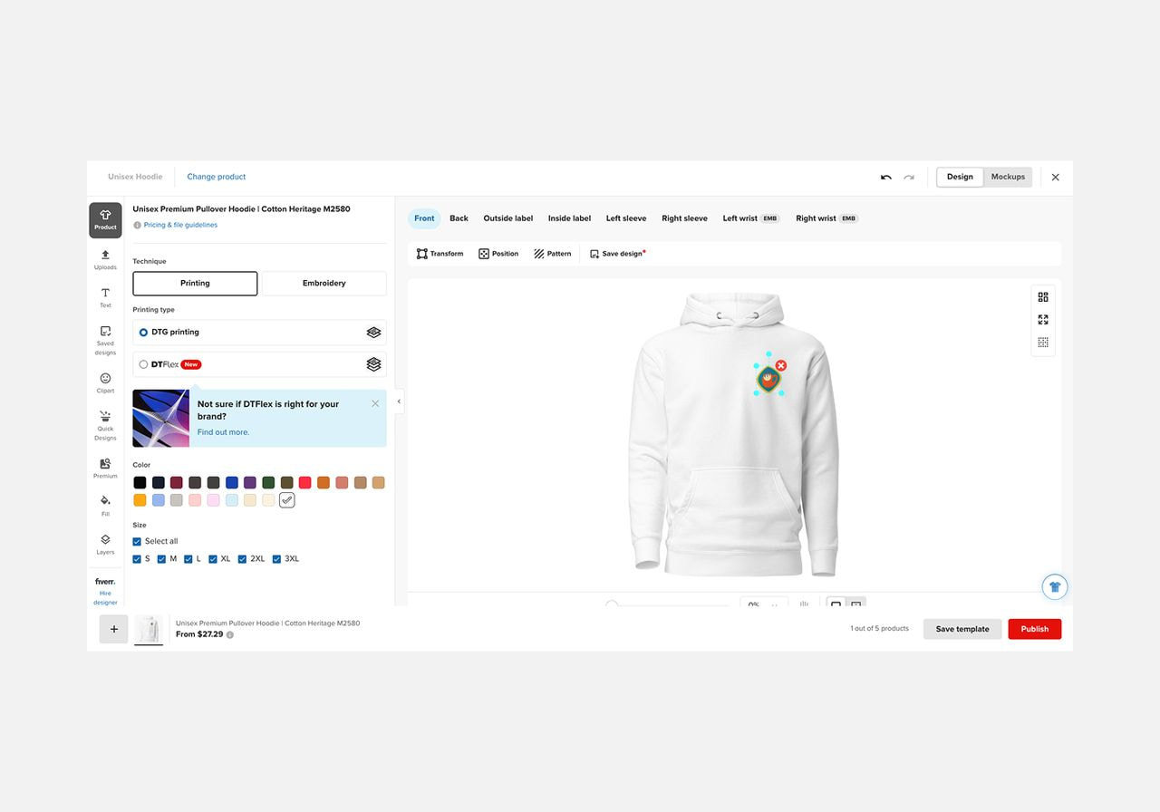 a white sweatshirt with a logo on it