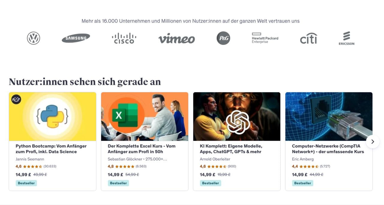 Ein Screenshot einer Website