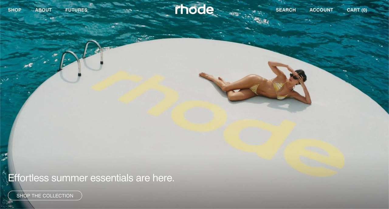 Rhode homepage hero section screenshot.