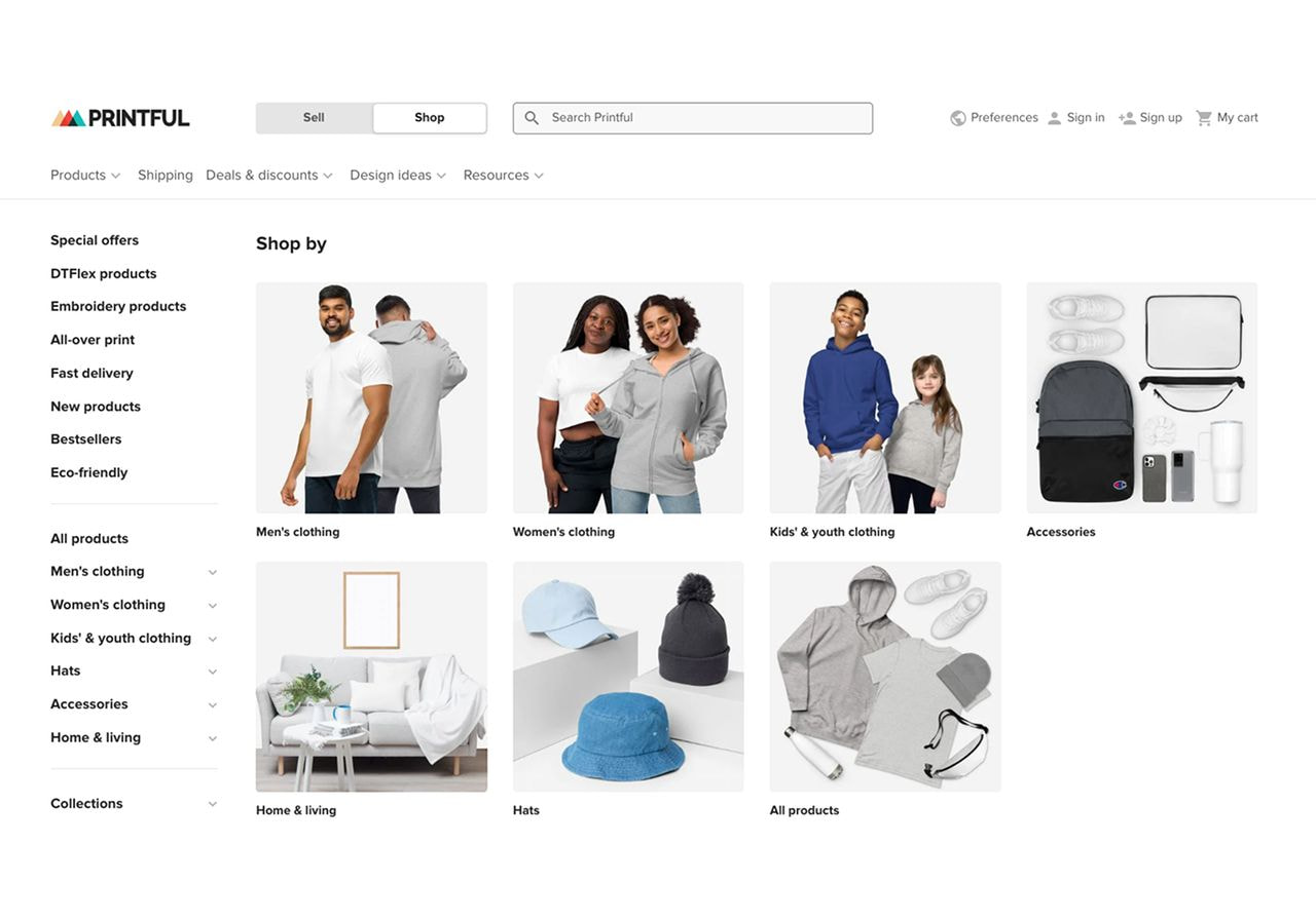 Printful’s catalog.