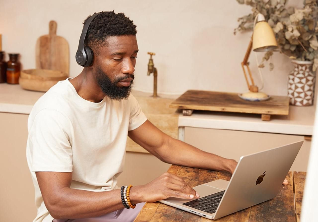 Person working on a laptop.