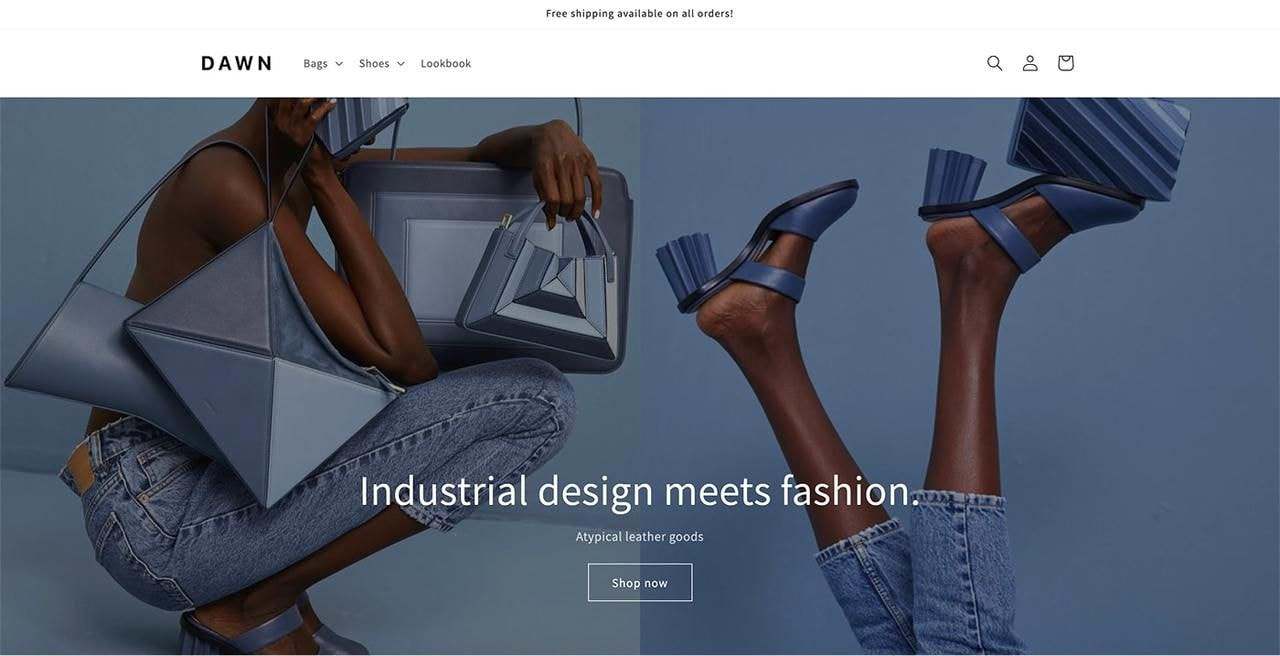 Dawn Shopify theme hero section screenshot as an example of the best Shopify themes for dropshipping.