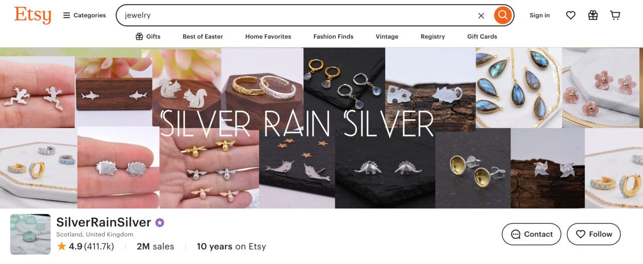 Silver Rain Silver Etsy Shop