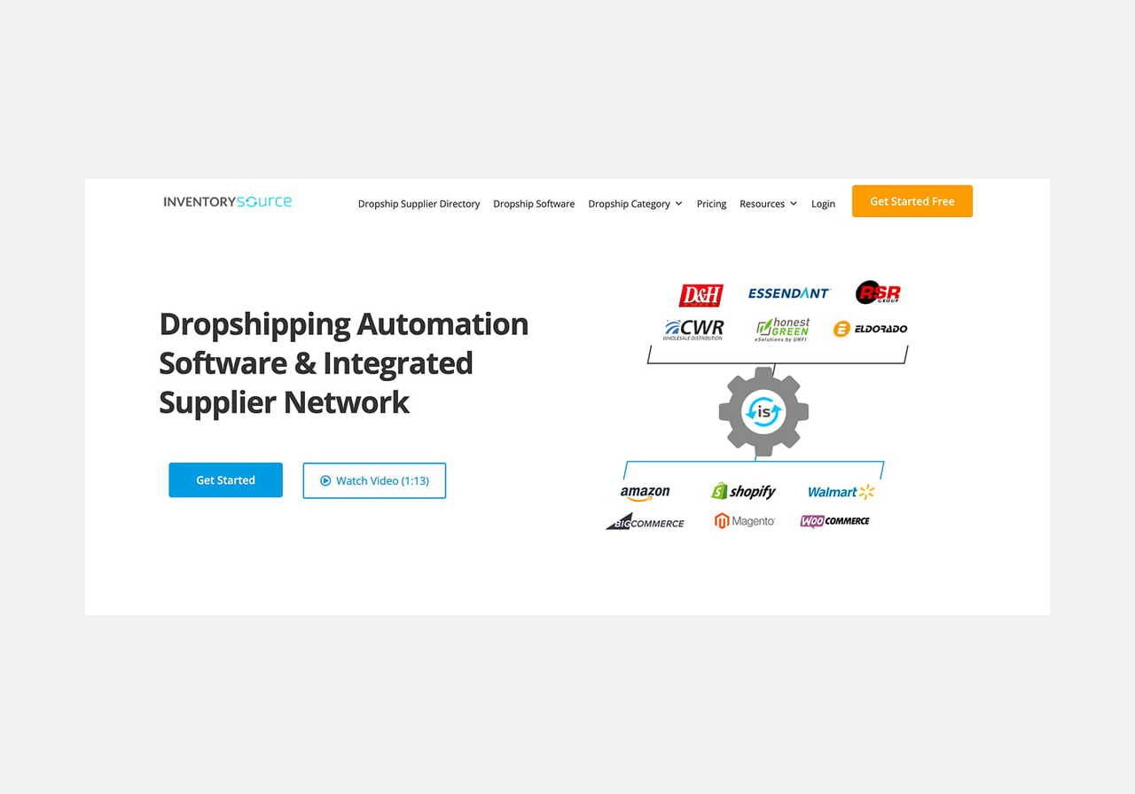 Inventory Source homepage hero section screenshot mockup.