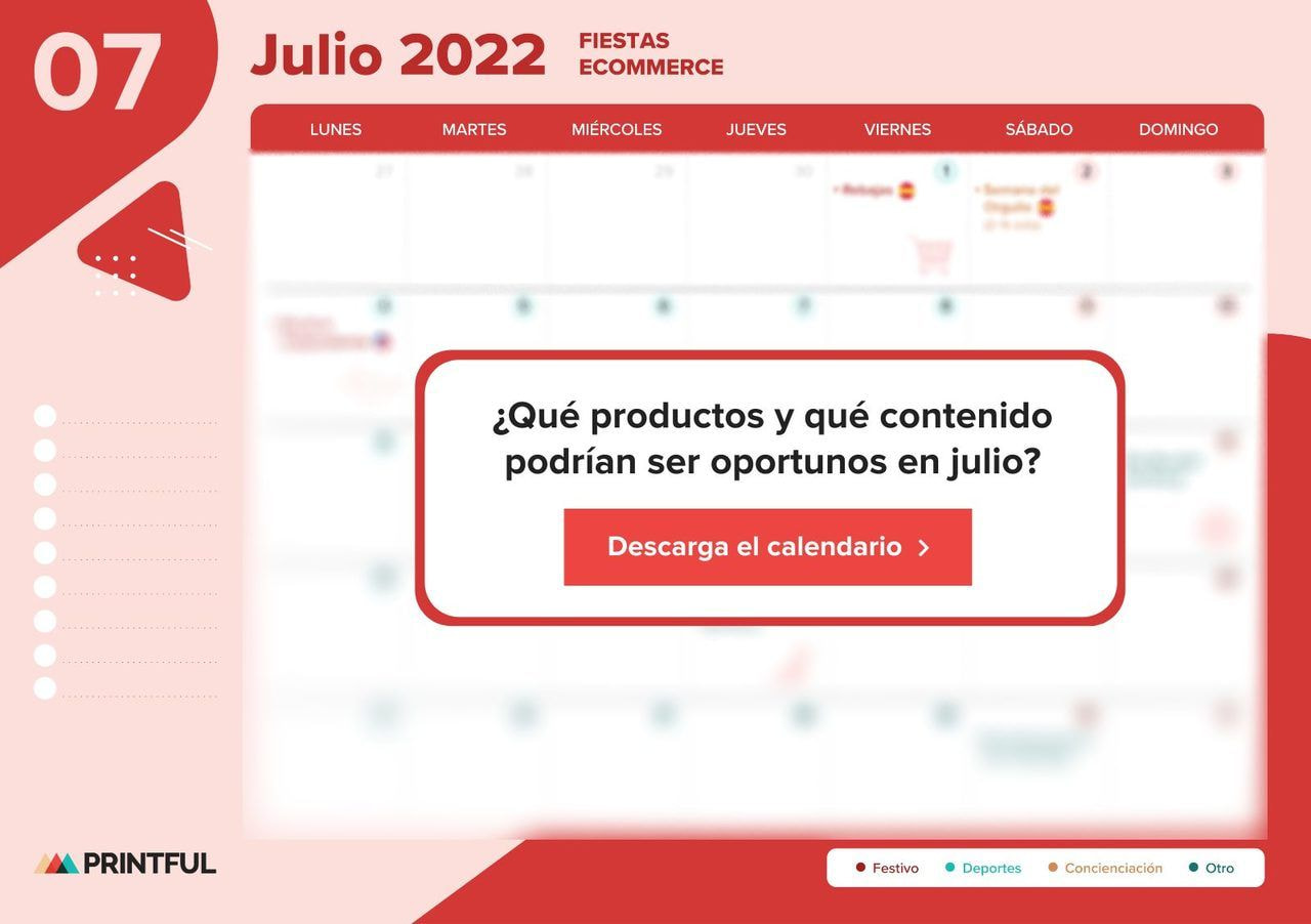 Calendario de ecommerce y marketing 2022 | Printful