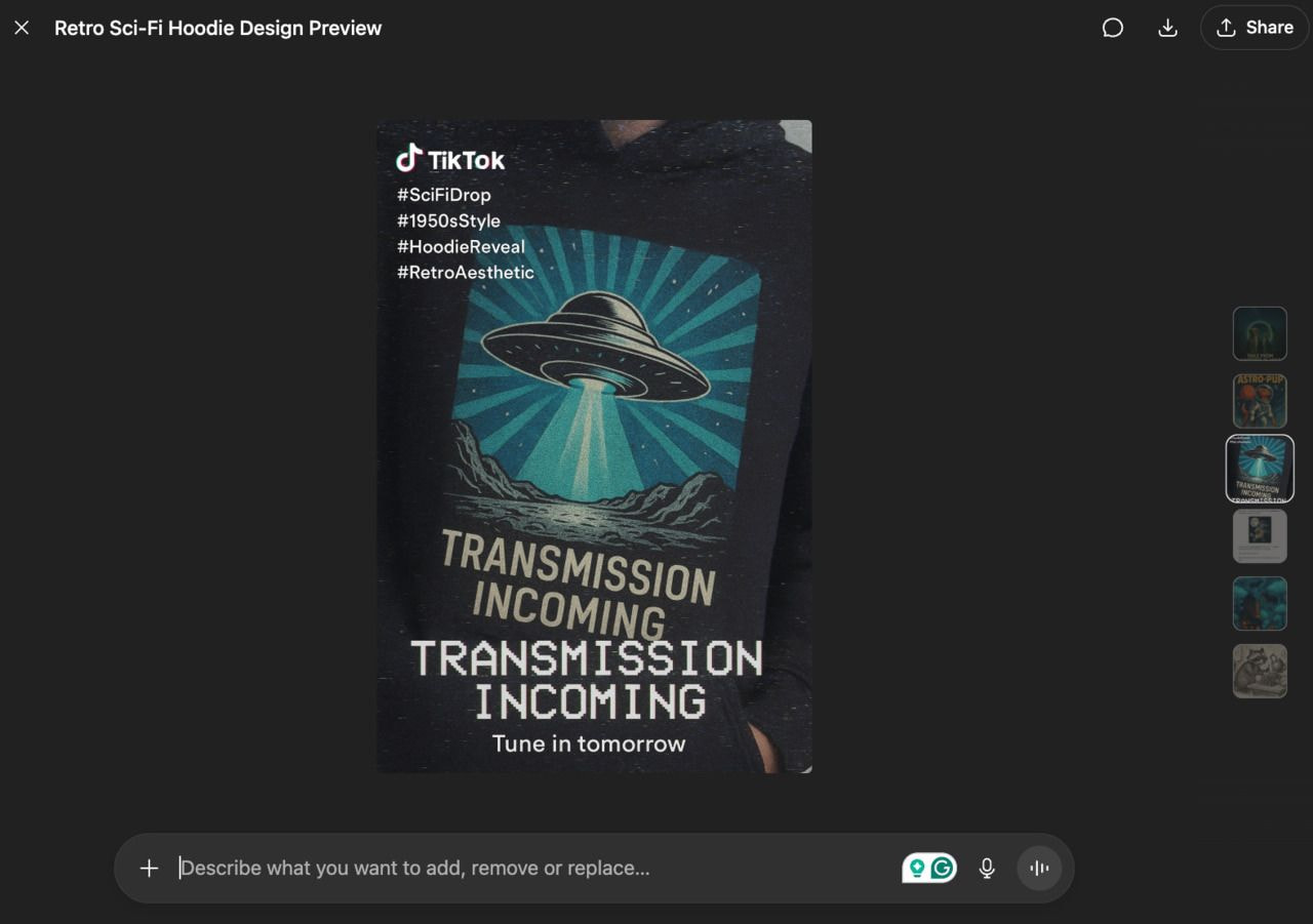 A screenshot of an illustration made with ChatGPT.