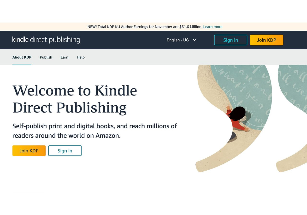 Kindle Direct Publishing landing page.