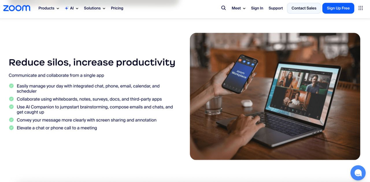 A screenshot of a Zoom landing page.