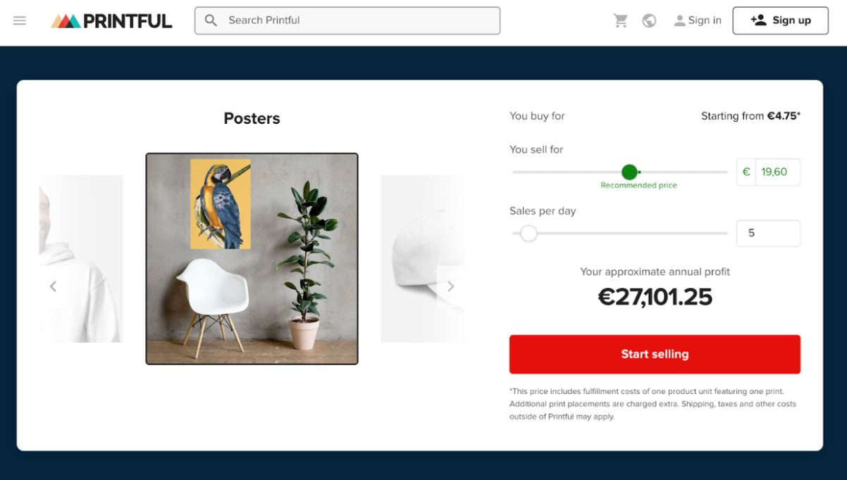 a screenshot of Printful’s landing page