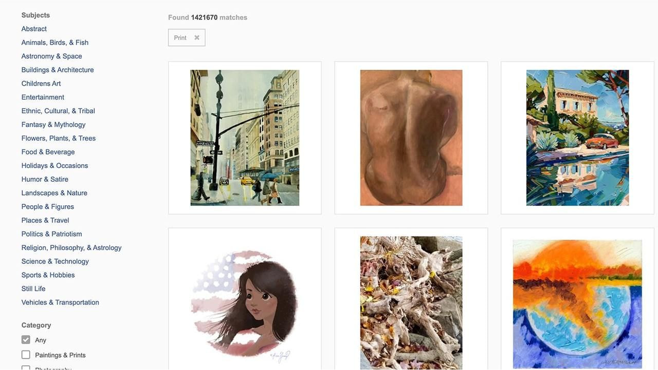 ArtPal print page screenshot.