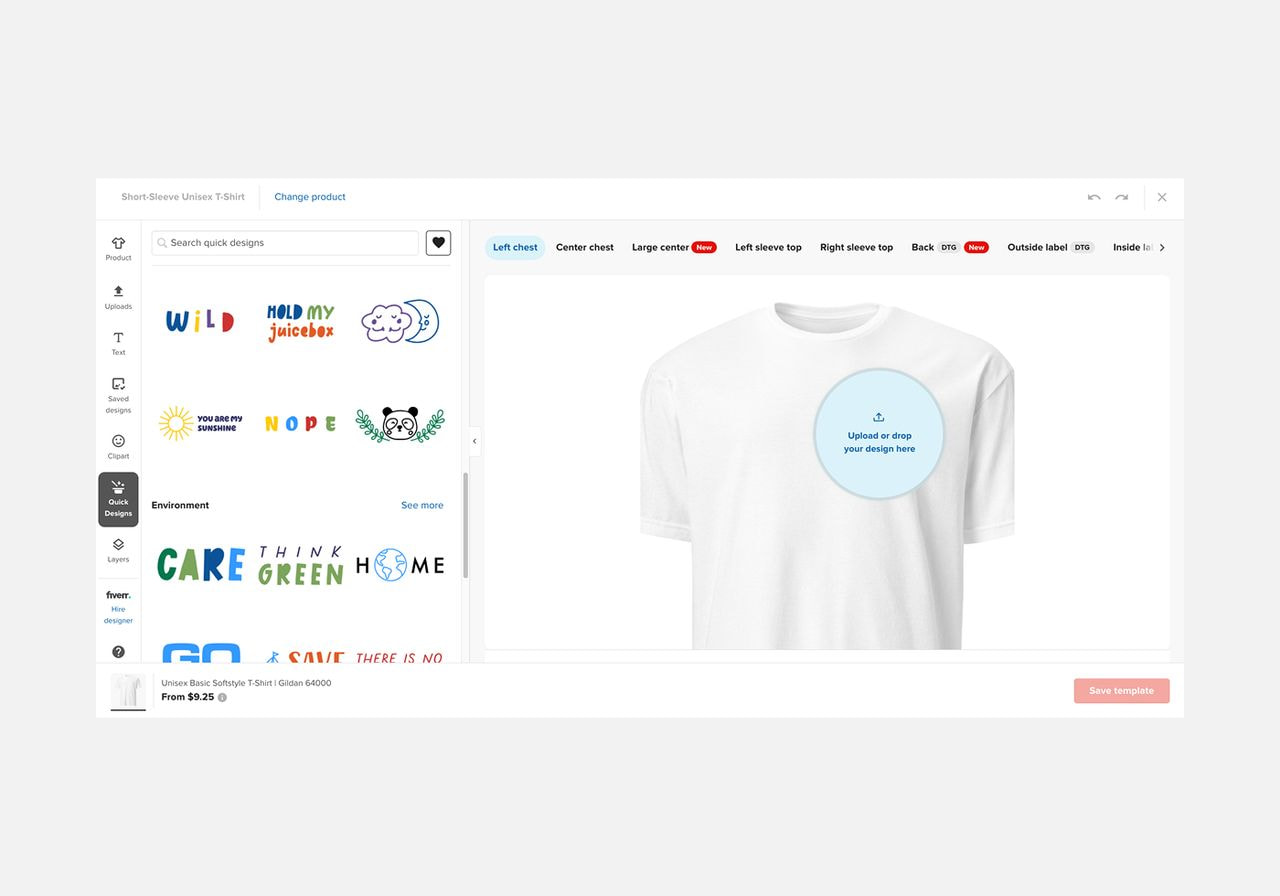 A screenshot showing how to design embroidery products using Printful’s Design Maker.