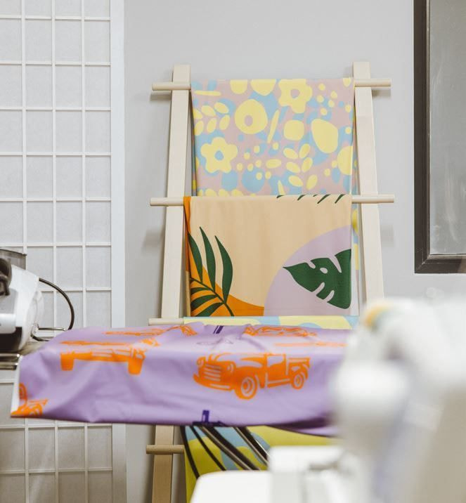 A room with custom fabric on display
