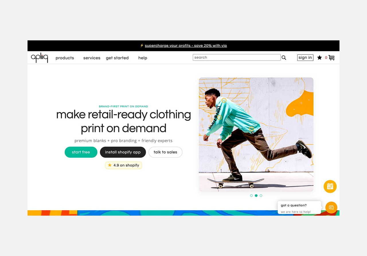 Apliiq homepage hero section screenshot mockup.