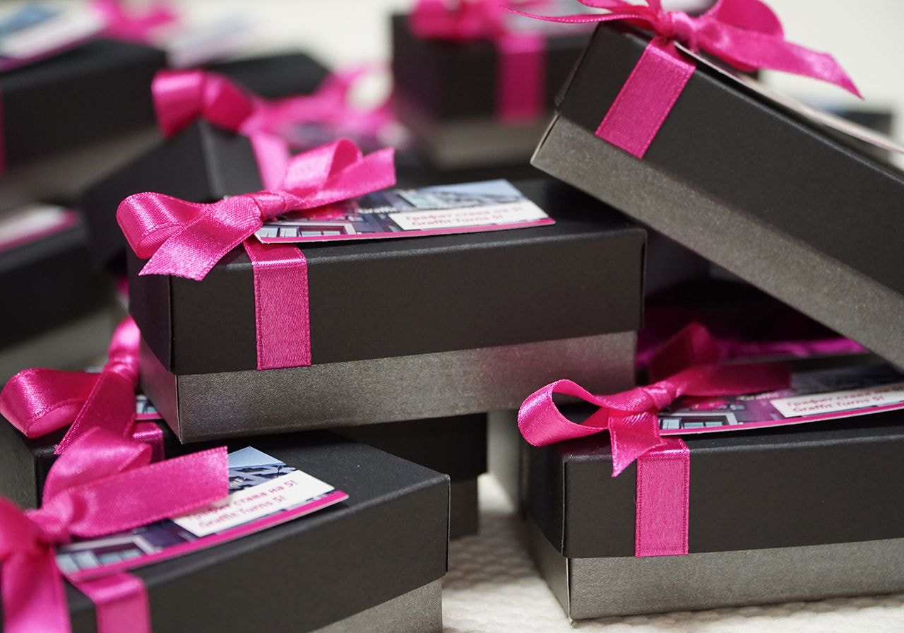 A bunch of giveaway gifts