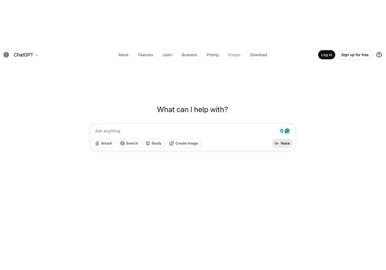 A screenshot of the ChatGPT landing page.