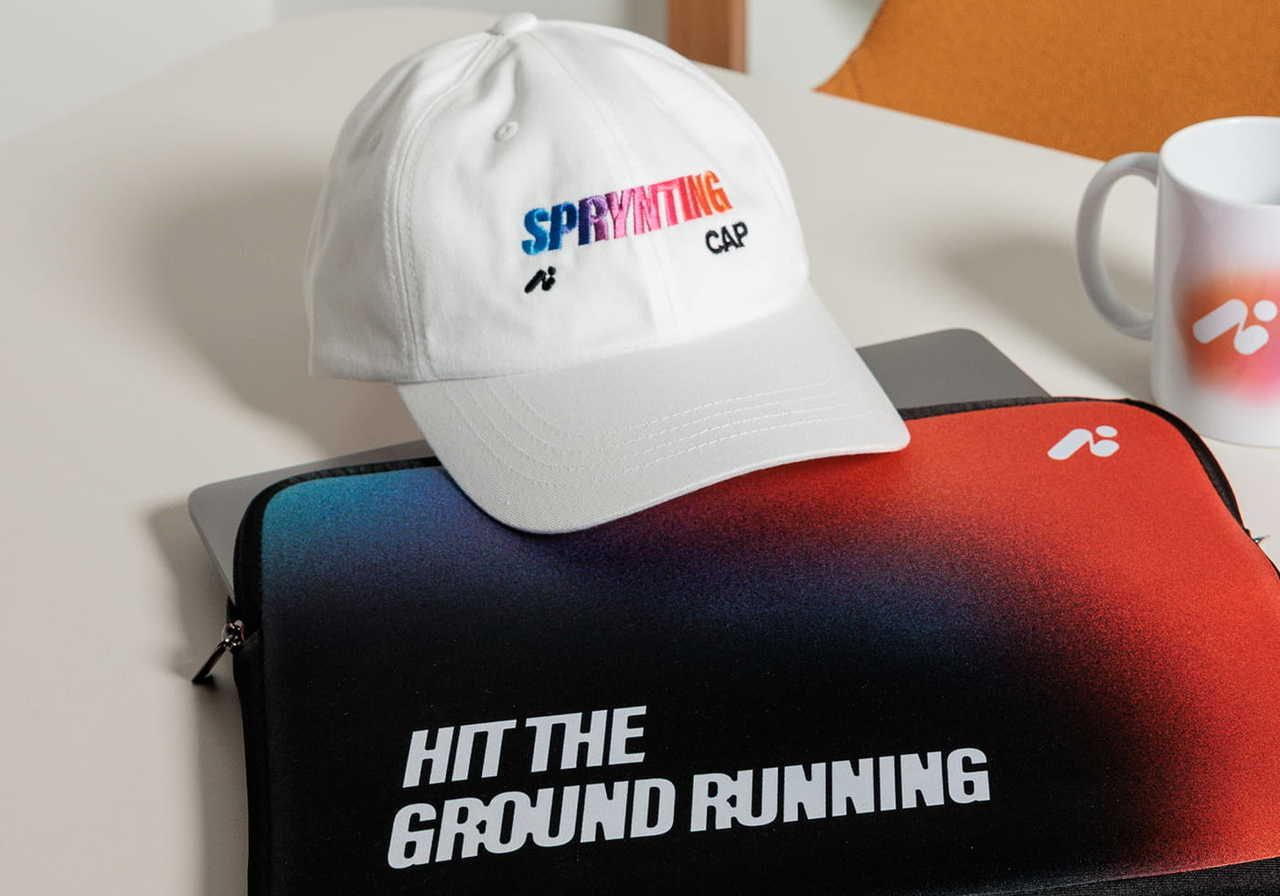 A white cap with the word 