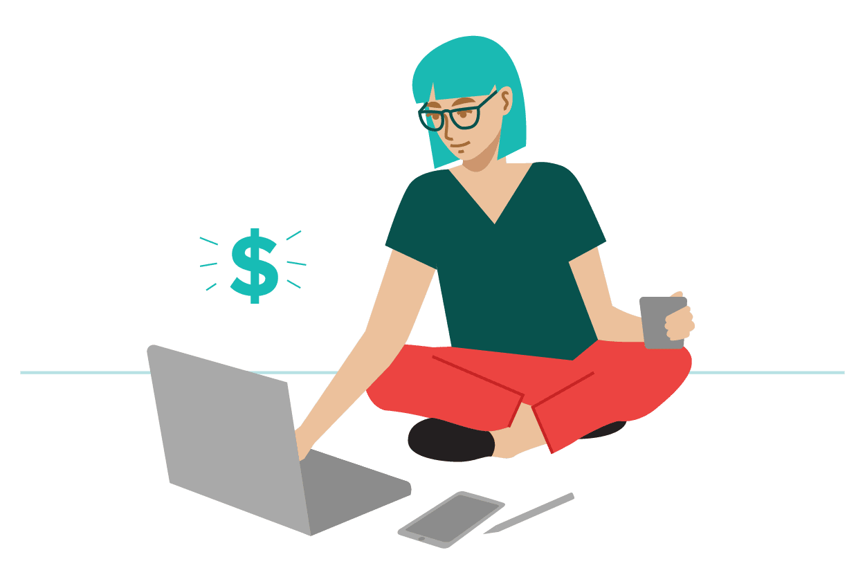 Illustration eines Shop-Owners, der Umsätze erhält