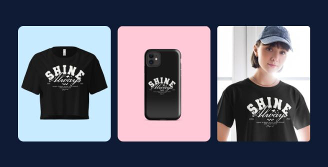 woman in a black t-shirt with white print