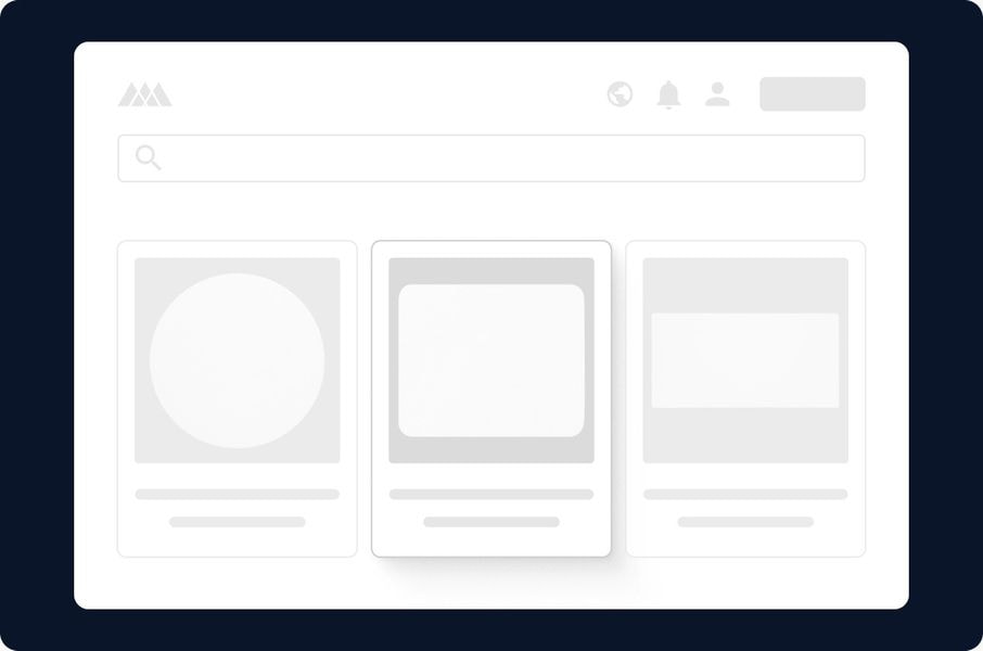 Online product catalog interface showing customizable product cards and search bar in a print-on-demand platform.