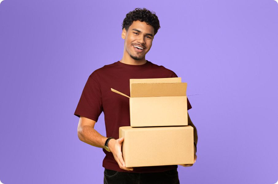 man with boxes