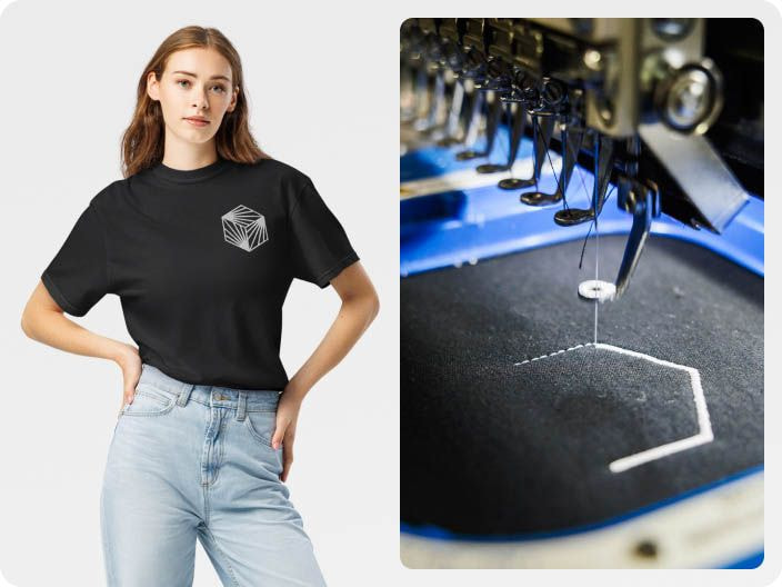 a woman standing next to a machine