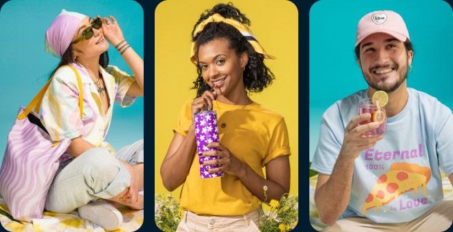 a collage of customized products