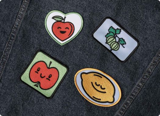 a group of patches on a jean