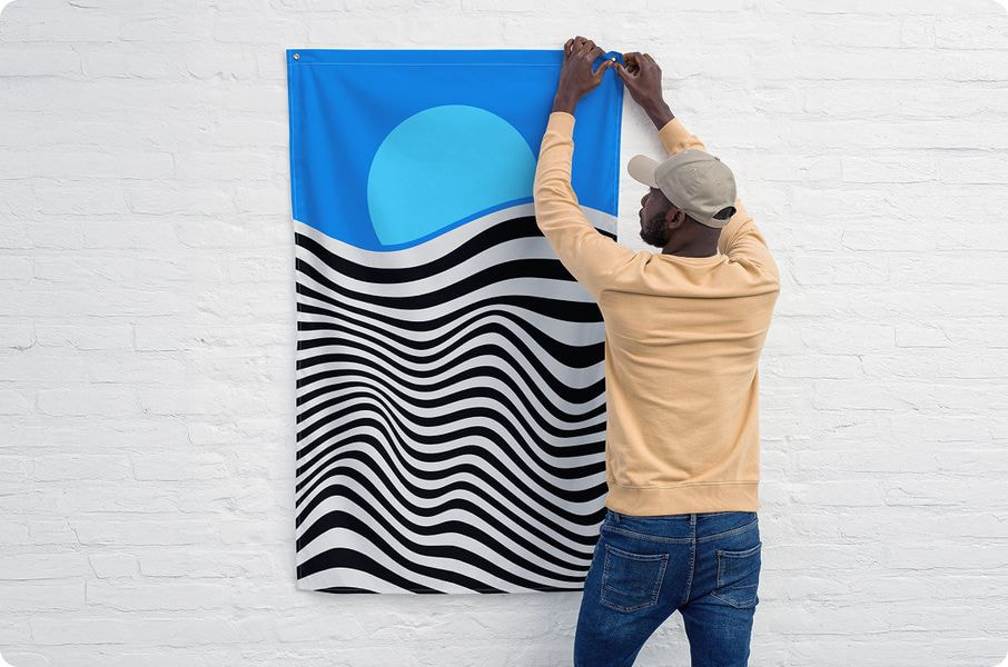 custom flag on a wall