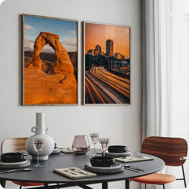 two custom posters on a wall