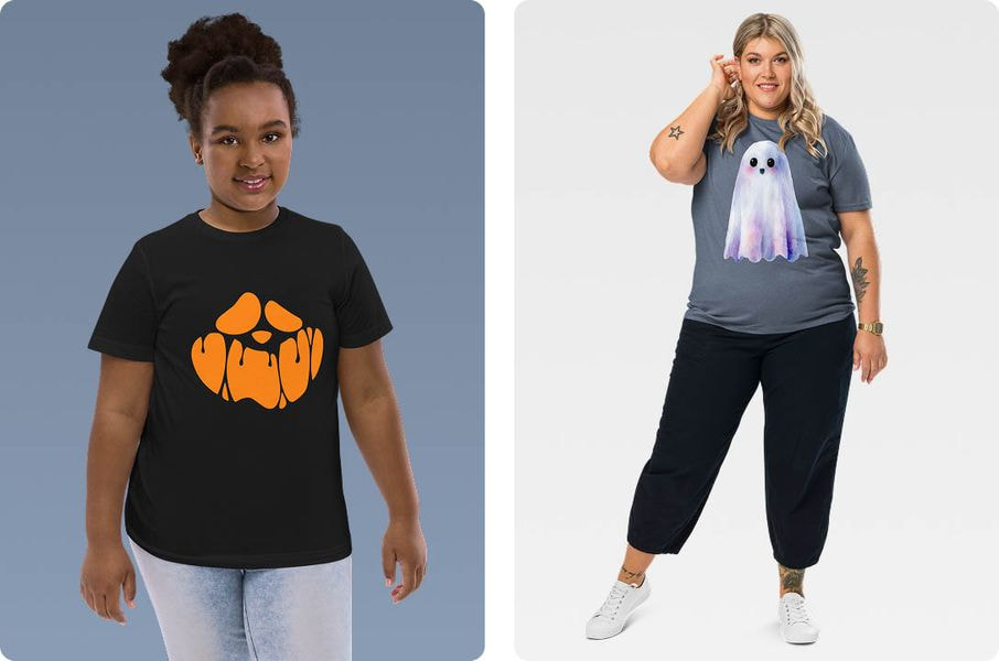 a collage of women wearing t-shirts