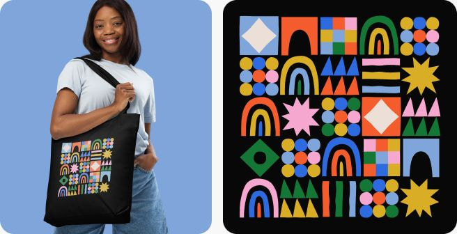young woman holding a tote bag
