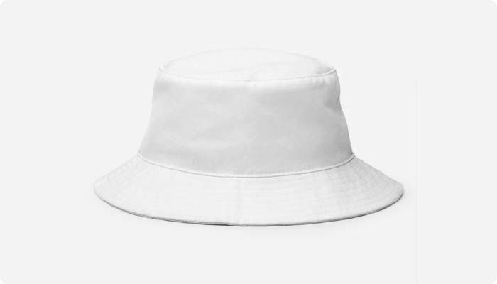 a white bucket hat on a white background