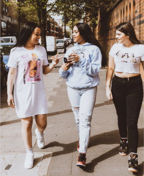 a man wearing blue t-shirt with a vivid print 