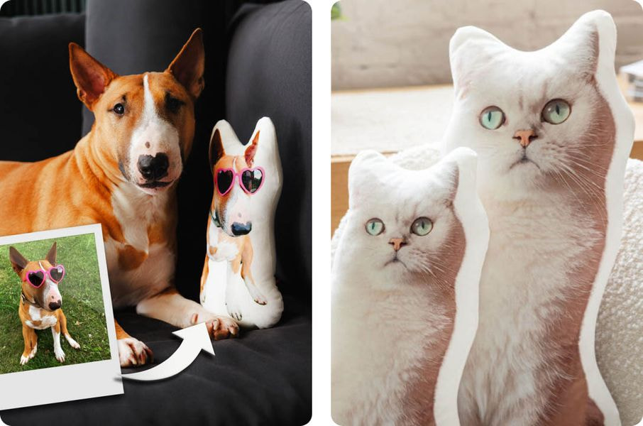 a dog and cat stuffed animals