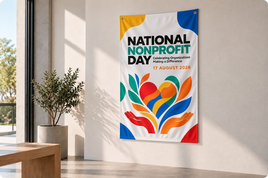 a banner on a wall