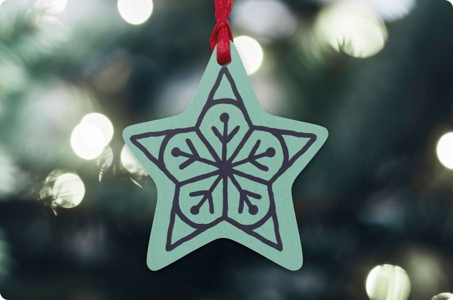 Personalized green wooden star Christmas ornament