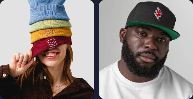 a man and woman wearing hats