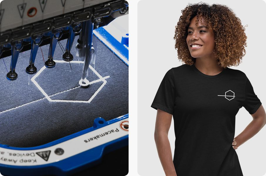 a woman standing next to a machine
