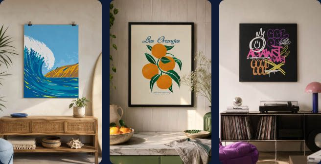 a collage of pictures of a room with a table and a couch