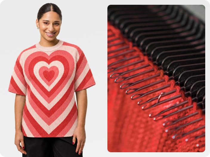 a woman wearing a red and white striped shirt