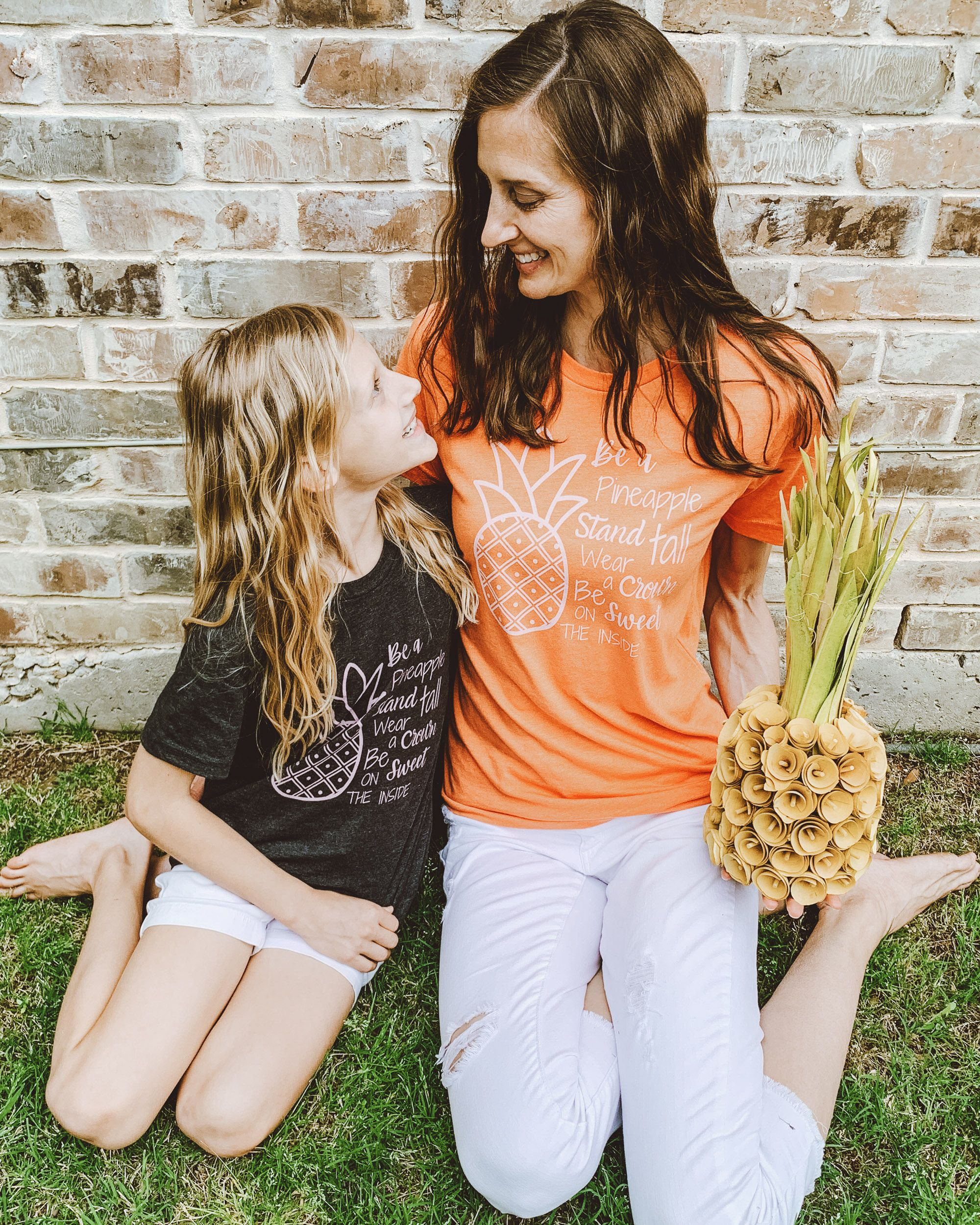 woman with kid in custom printed t-shirts