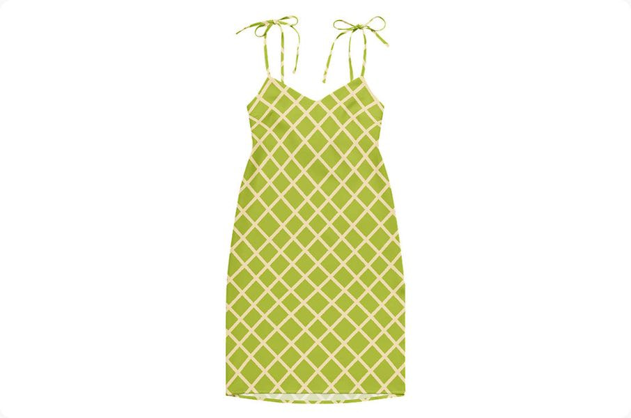 a green and white dress