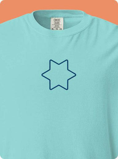 a blue shirt with a star on it