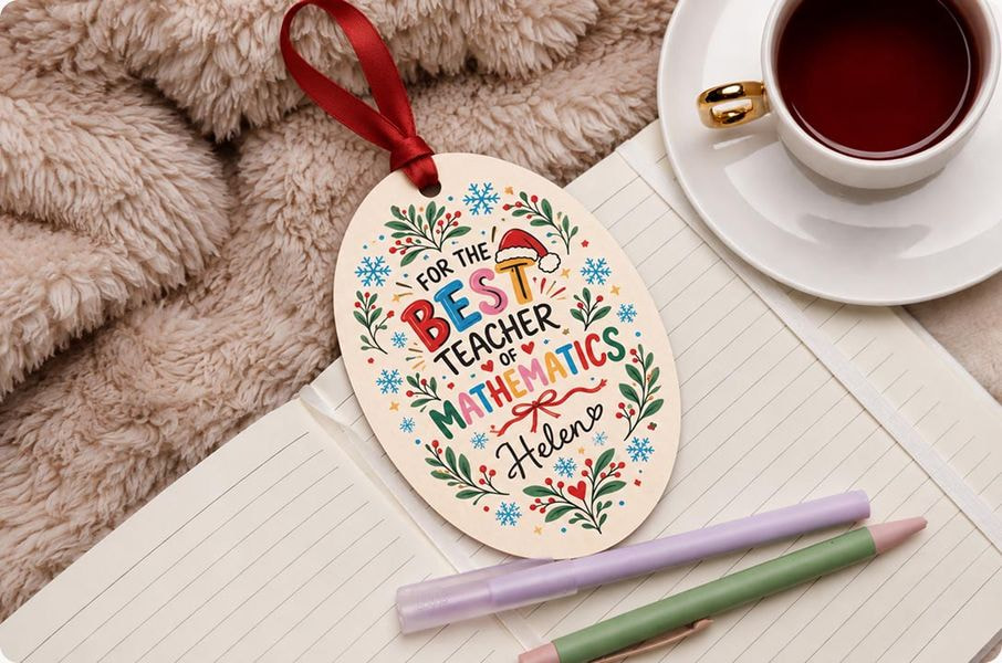 a book with a cup of tea and a tag on it