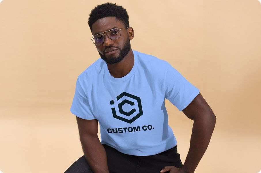 man wearing custom t-shirt