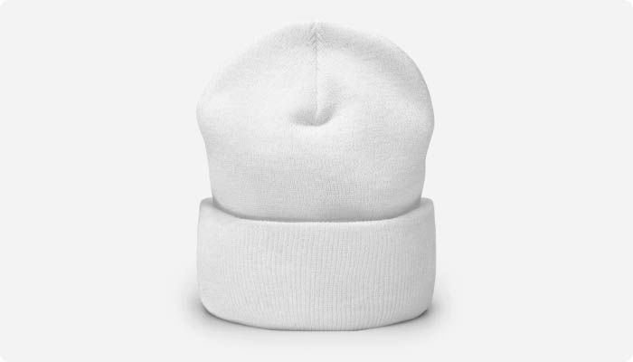a white beanie on a white background
